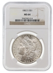 1882-S US SILVER MORGAN DOLLAR COIN NGC MS64