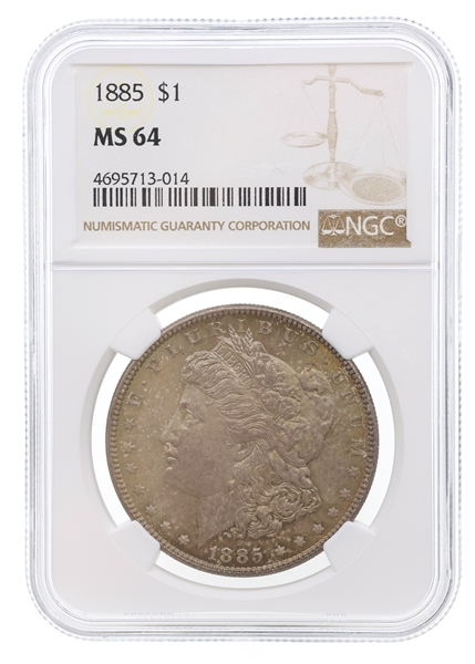 1885 US SILVER MORGAN DOLLAR COIN NGC MS64