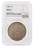 1885 US SILVER MORGAN DOLLAR COIN NGC MS64