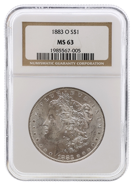 1883-O US SILVER MORGAN DOLLAR COIN NGC MS63