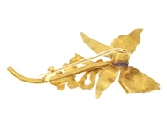 18K YELLOW GOLD FLORAL SEED PEARL BROOCH