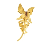 18K YELLOW GOLD FLORAL SEED PEARL BROOCH
