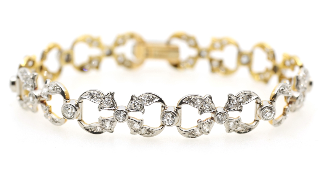 22K GOLD TWO-TONE 2.7 CTW DIAMOND BRACELET