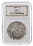 1883-O US SILVER MORGAN DOLLAR COIN NGC MS63