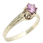 14K WHITE GOLD PINK SAPPHIRE RING