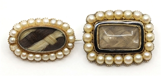 14K YELLOW GOLD VICTORIAN MOURNING BROOCHES