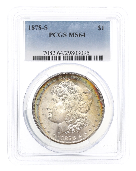 1878-S US SILVER MORGAN DOLLAR COIN PCGS MS64