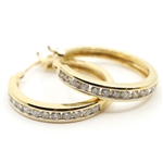 14K YELLOW GOLD 0.78 CTW DIAMOND HOOP EARRINGS