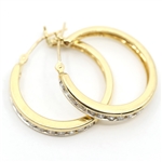 14K YELLOW GOLD 0.78 CTW DIAMOND HOOP EARRINGS