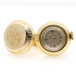 14K YELLOW GOLD CUFFLINKS WITH WATCH