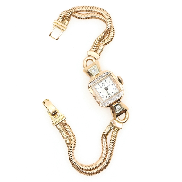 LADIES GRUEN 14K YELLOW GOLD & DIAMOND WRISTWATCH