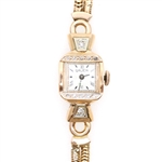 LADIES GRUEN 14K YELLOW GOLD & DIAMOND WRISTWATCH