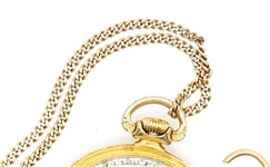 MEN'S WALTHAM 14K YELLOW GOLD POCKET WATCH WITH FOB 