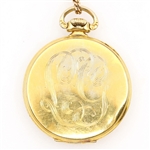 MEN'S WALTHAM 14K YELLOW GOLD POCKET WATCH WITH FOB 
