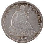 1863-S US SILVER SEATED LIBERTY 50C HALF DOLLAR COIN
