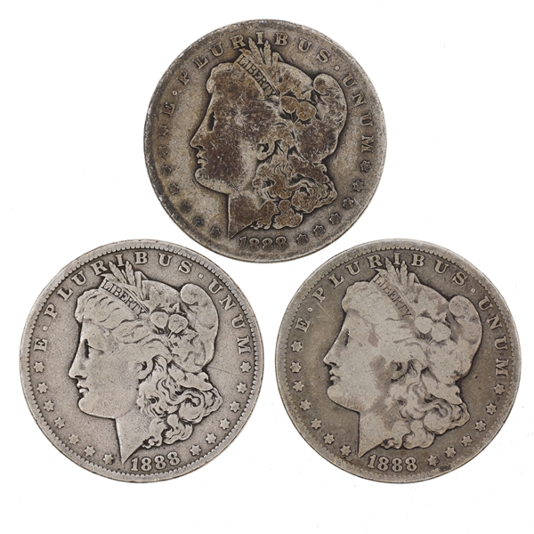 1888-P US SILVER MORGAN DOLLAR COINS