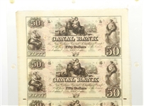 1800's $50 NEW ORLEANS CANAL BANK UNCUT SHEET 