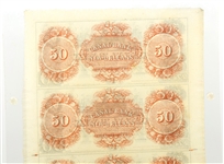 1800's $50 NEW ORLEANS CANAL BANK UNCUT SHEET 