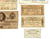 CIVIL WAR ERA US & CSA FRACTIONAL CURRENCY NOTES, BONDS