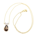 14K YELLOW GOLD SMOKEY TOPAZ PENDANT WITH CHAIN