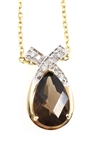 14K YELLOW GOLD SMOKEY TOPAZ PENDANT WITH CHAIN