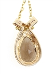14K YELLOW GOLD SMOKEY TOPAZ PENDANT WITH CHAIN