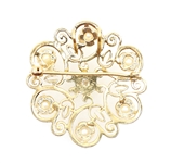14K YELLOW GOLD DIAMOND & SEED PEARL BROOCH