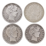 1898P, 1907O, & 1912P US SILVER BARBER 50C COINS