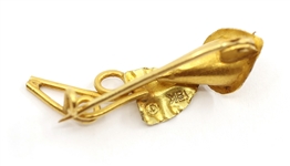 18K YELLOW GOLD FLORAL SEED PEARL BROOCH