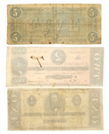 1864 CONFEDERATE OBSOLETE BANK NOTES - $1, $2, $5