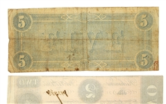 1864 CONFEDERATE OBSOLETE BANK NOTES - $1, $2, $5