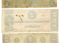 1864 CONFEDERATE OBSOLETE BANK NOTES - $1, $2, $5