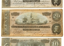 1864 CONFEDERATE OBSOLETE BANK NOTES - $10 & $20