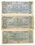1864 CONFEDERATE OBSOLETE BANK NOTES - $10 & $20