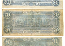 1864 CONFEDERATE OBSOLETE BANK NOTES - $10 & $20