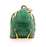 14K YELLOW GOLD CARVED JADE BUDDHA PENDANT