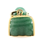 14K YELLOW GOLD CARVED JADE BUDDHA PENDANT