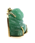 14K YELLOW GOLD CARVED JADE BUDDHA PENDANT