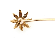 14K YELLOW GOLD OPAL & SEED PEARL FLORAL DESIGN PIN