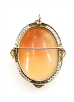 14K YELLOW GOLD SHELL CAMEO BROOCH/PENDANT