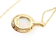 14K YELLOW GOLD OPAL & WHITE SAPPHIRE PENDANT W/ CHAIN