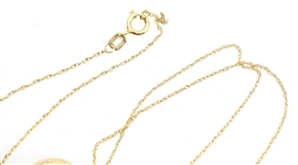 14K YELLOW GOLD OPAL & WHITE SAPPHIRE PENDANT W/ CHAIN
