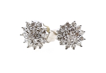 14K WHITE GOLD 0.16 CTW DIAMOND CLUSTER STUD EARRINGS