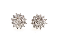 14K WHITE GOLD 0.16 CTW DIAMOND CLUSTER STUD EARRINGS