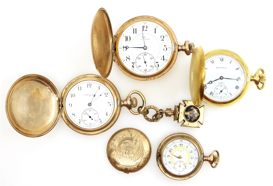 GOLD FILLED CASE POCKET WATCHES - FOR PARTS OR REPAIR