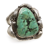 STERLING SILVER TURQUOISE CUFF BRACELET SIGNED MC
