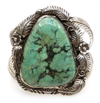 STERLING SILVER TURQUOISE CUFF BRACELET SIGNED MC