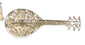 .800 SILVER FILIGREE BRACELET & MANDOLIN BROOCH