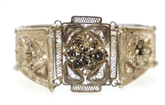 .800 SILVER FILIGREE BRACELET & MANDOLIN BROOCH