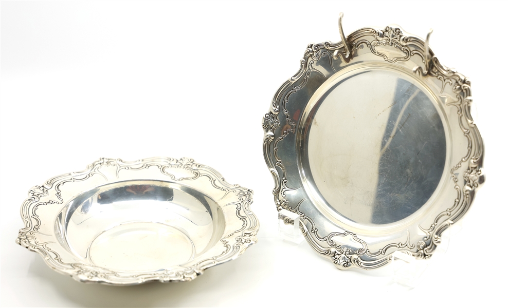 STERLING GORHAM CHANTILLY TIDBIT TRAY & BON BON BOWL